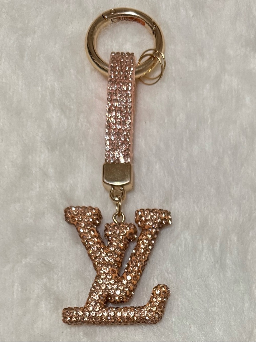 Luxury Style Keychain/Charm in Gold-tone Hardware- Champagne